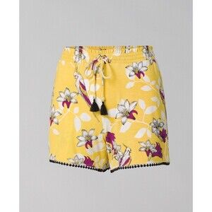 Soma Cool Nights Pom Trim Pajama Shorts Womens Size Large L Yellow NEW W TAGS